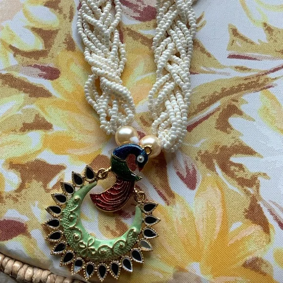 Peacock Pendant Necklace Set with Earrings - Picture 8 of 13